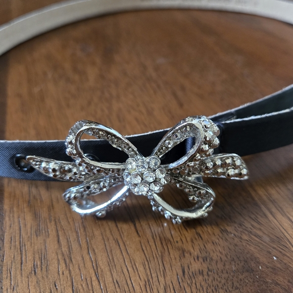 Black Belt with Silver Crystal Bow - Picture 1 of 5
